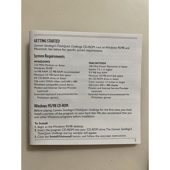 CARMEN SANDIEGO THINK QUICK CHALLENGE 1999.‎ Windows 95/98 - Picture 9 of 9